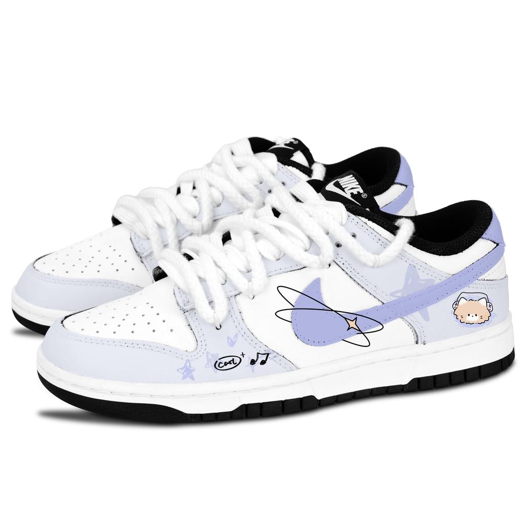Nike Dunk Black White, Light Purple Star Abrasion Resistant Abrasion Resistant Low Top Skateboard Shoes Unisex Purple DD1391-100(Team883-)