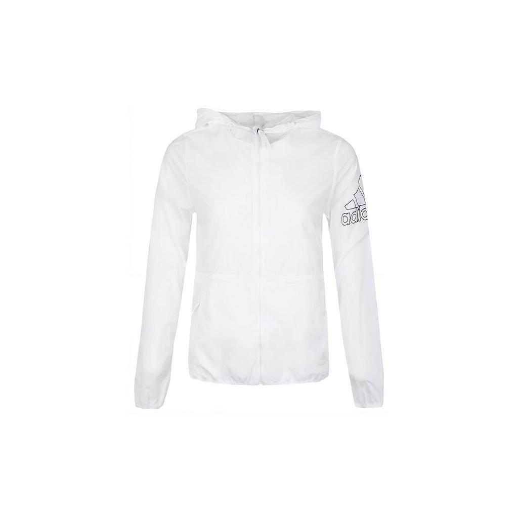 adidas Women's Lightweight Hooded Windbreaker White FT2862