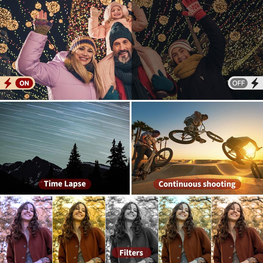 4K Digital Camera for Photography Autofocus, 48MP Vlogging Camera with Flash Anti-Shake, 3'' 180° Flip Screen Compact Travel Camera 16X Zoom Camera