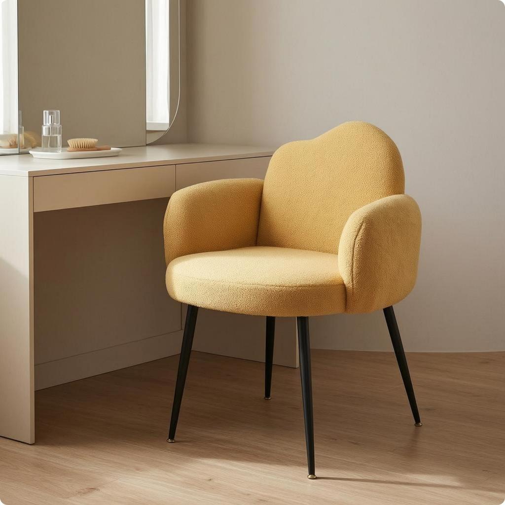 Vanity Chair Cloud Backrest Upholstered Makeup Stool Metal Legs for Bedroom