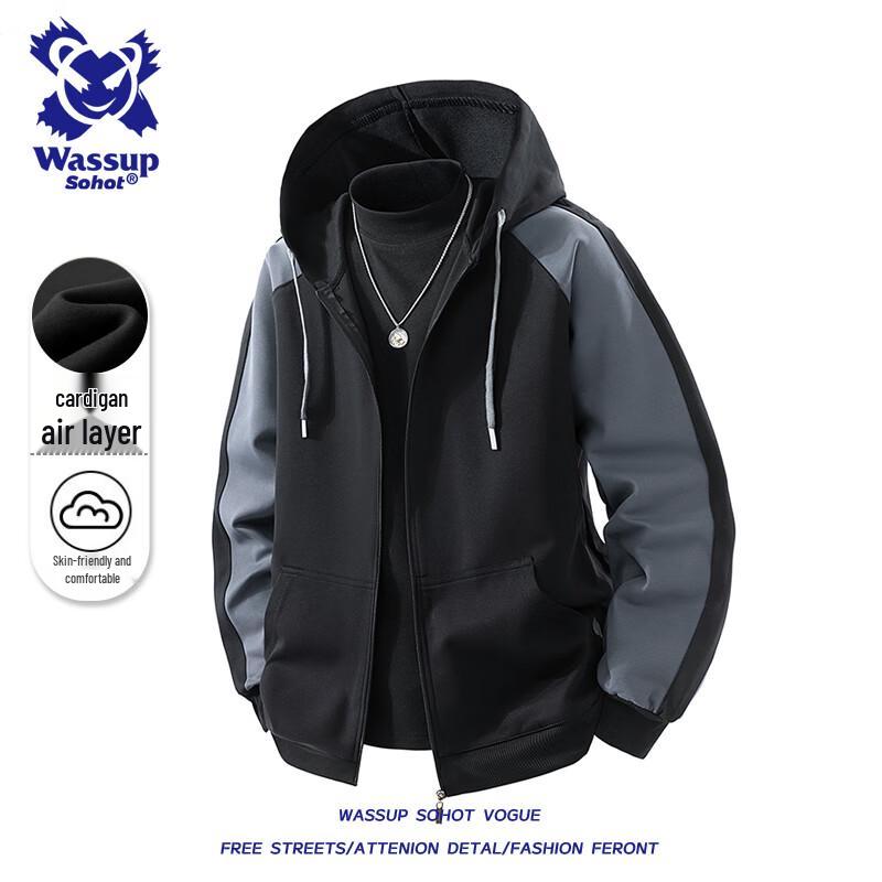 Wassup Sohot Unisex Hooded Zip-Up Cardigan Jacket M