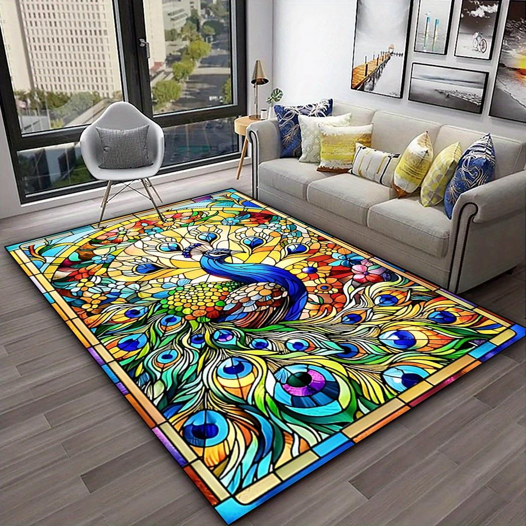 

1 Piece Peacock Pattern Rug, Polyester Floor Mat for Porch/living Room/bedroom/balcony, Housewarming Gift, Outdoor Flooring 60x90(23x35in)