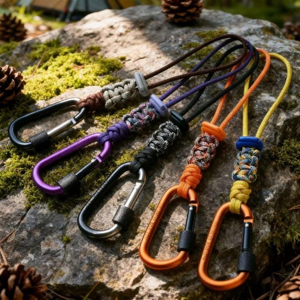 Braided Rope Water Bottle Lanyard Zinc Zinc Alloy Carabiner Hook Essential Key Chain Lanyard Mountaineering