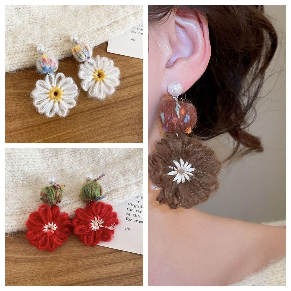 Cute Flower Crochet Earrings Temperament Bohemia Dangle Earrings Daisy Flower Earrings Daily