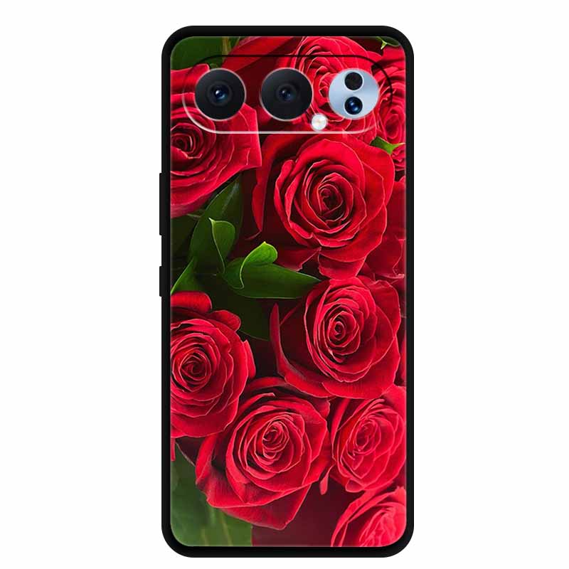 Case For Honor 500 Pro 5G 2025 Fashion Black Edge Soft TPU Silicone Covers For Honor 500 Pro Cases Painted Flowers Shells Fundas