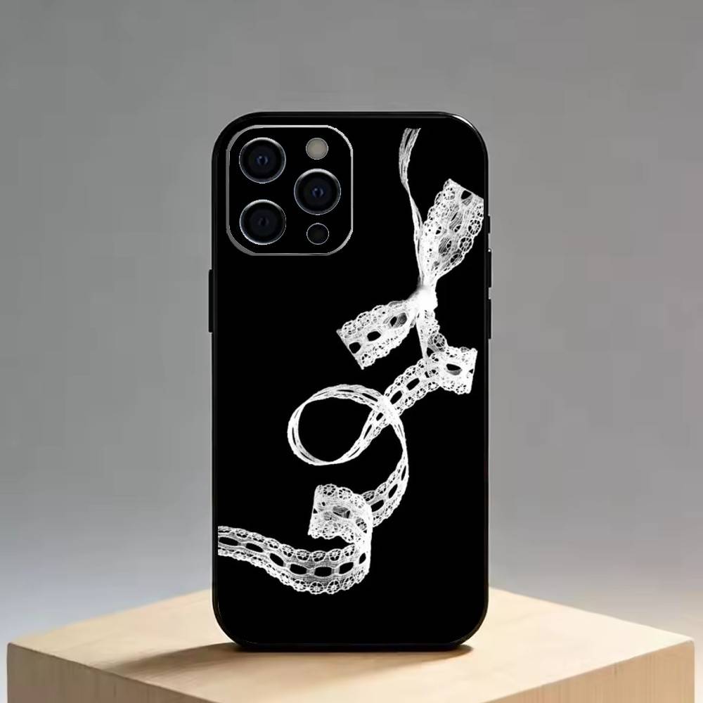 Lace Phone Case For iPhone 17,16,15,14,13,12,11 Plus,Pro Max,XS,Soft Silicone Black Cover