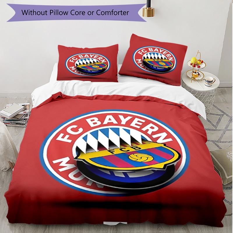 3pcs Duvet Cover Set (1*Duvet Cover + 2*Pillowcase, Without Core), FC Bayern Print Soft All‑Season Bedding Set, Home Bedroom Decor Gift