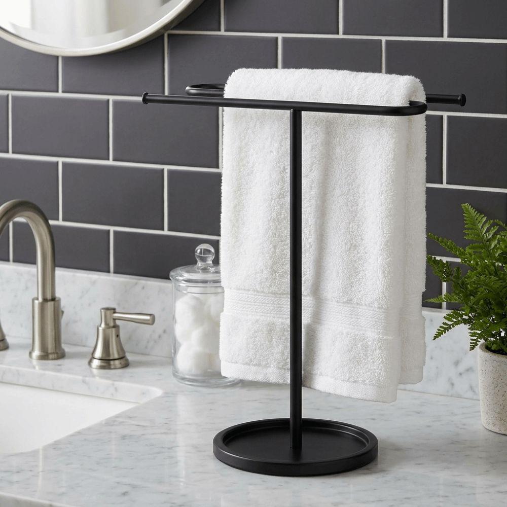 Non-Slip Metal Towel Holder Stable Hand Towel Stand Towels S-Shape Towel Stand Vanity Countertop