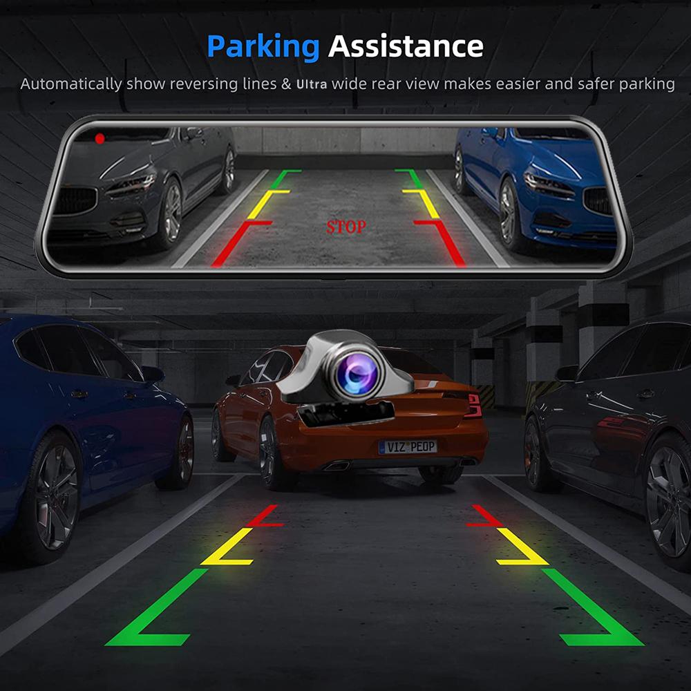 Dash Cam 4K 3840*2160P Car DVR  Carplay Android Auto WIFI BT FM AUX 10 Inch Drive Recorder Dashcam Camera Stream RearView Mirror