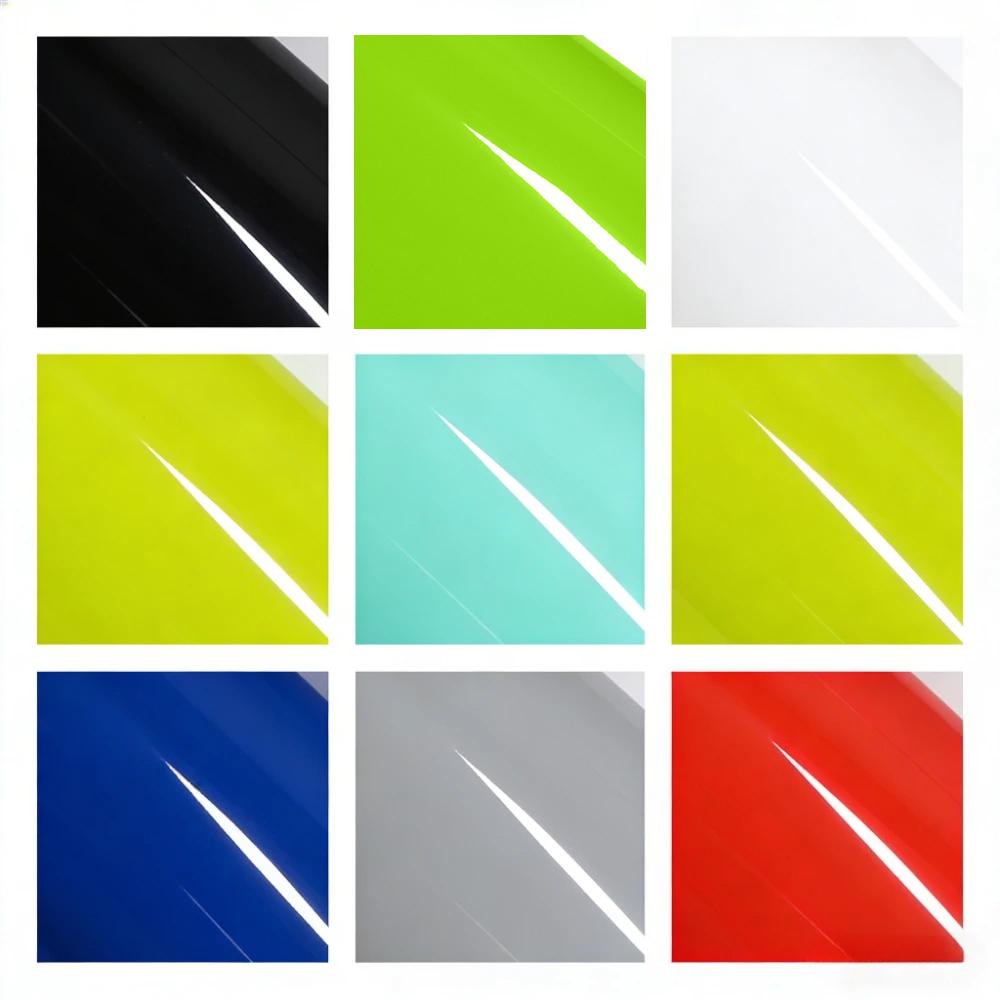 Car Wrap Film PET Glossy Vinyl Film Decal DIY Adhesive Car Sticker Motorcycle Decor Accessories 0.1M/0.2M/0.3M/0.4M/0.5M Width