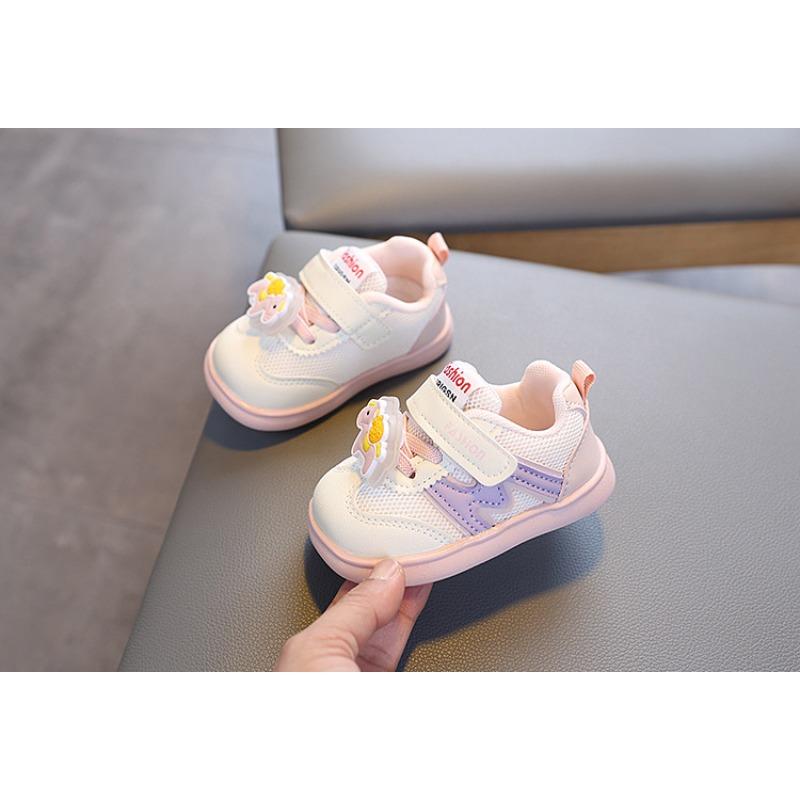 

Детская обувь для малышей, мягкая подошва, весна и осень, для мальчиков и девочек, детская обувь, дышащая, нескользящая, сетчатая, мультяшные маленькие белые туфли, спортивная обувь 17 розовый