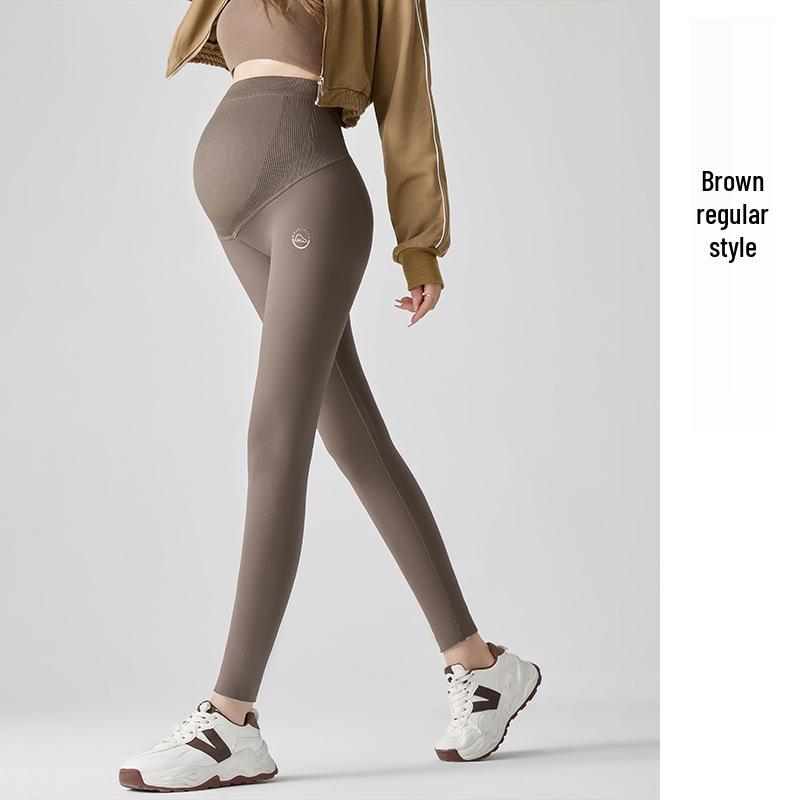 Colanți de maternitate cu căptușeală de lână, model rechin, gri închis - Suport abdominal și ridicare șolduri, pentru toamnă/iarnă, pantaloni de yoga pentru sarcină