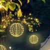 50cm Hanging Ball Light Garden Courtyard Rattan Tree Light Christmas Party Landscape Lamps Fold Metal Frame Home Fairy Lights