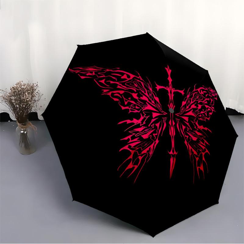 1pc Butterfly Sword Automatic Open/Close Umbrella, Windproof, Folding Compact Umbrella with Lightweight Design for Women/Men033