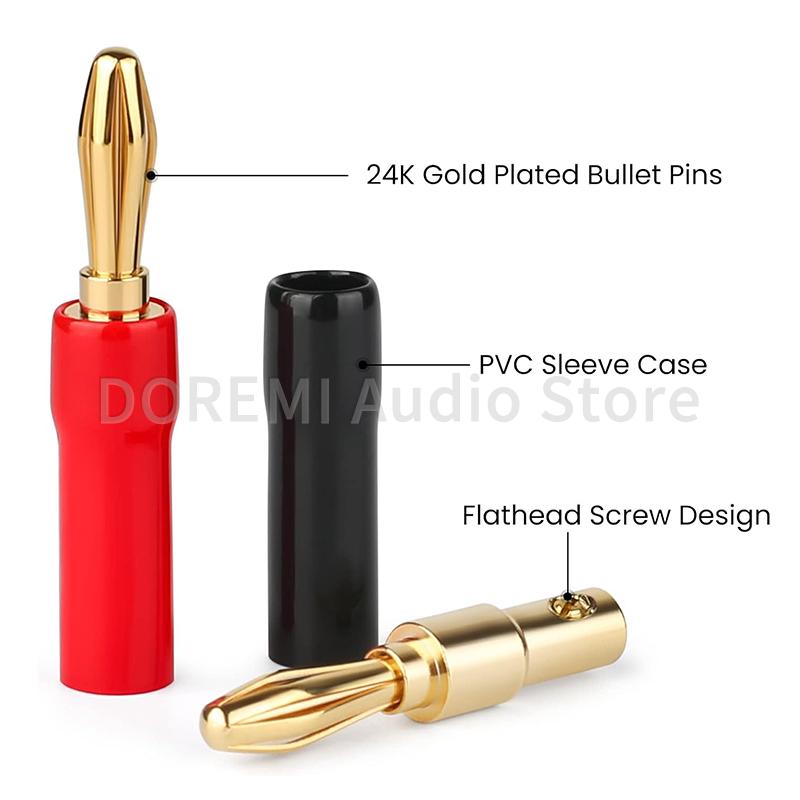 10PCS Banana Plugs Speaker Audio Connector Dual Screw Lock 24K Gold Plated HIFI Banana Connectors Jack for Sound Amplifier Wire