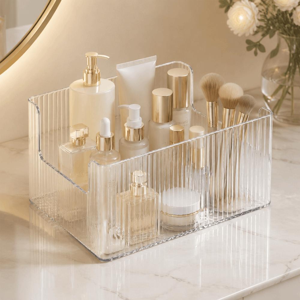 Transparent Storage Container Removable Dividers Organizing Box Home Supplies Display Rack Makeup