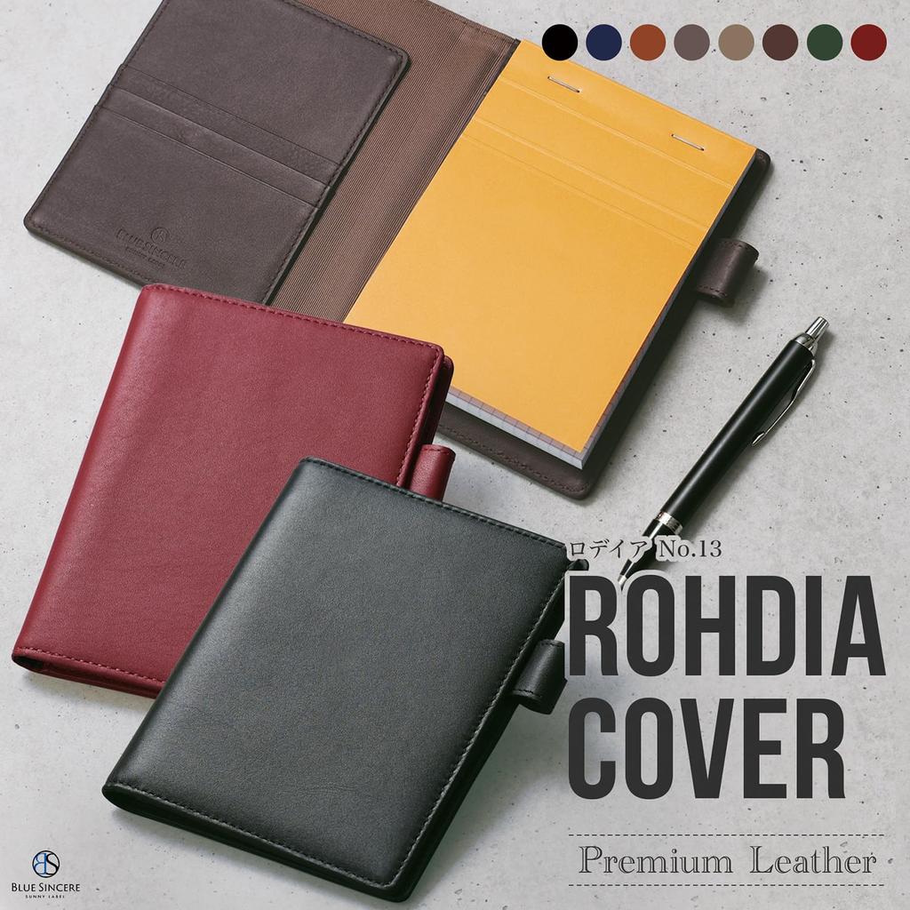 Capa para Caderno Rodia Tamanho A6 13 Couro Genuíno Couro Premium Estojo para Caderno com Porta-Canetas e Armazenamento para Adesivos e Cartões de Visita RD2 [BLUE SINCERE] Não. Suporte, Bolso,
