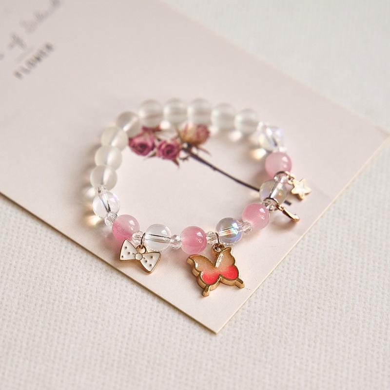 Year Sweet Cute Cat Crystal Beaded Bracelet Girls, Girlfriend Student Bracelet Wholesale