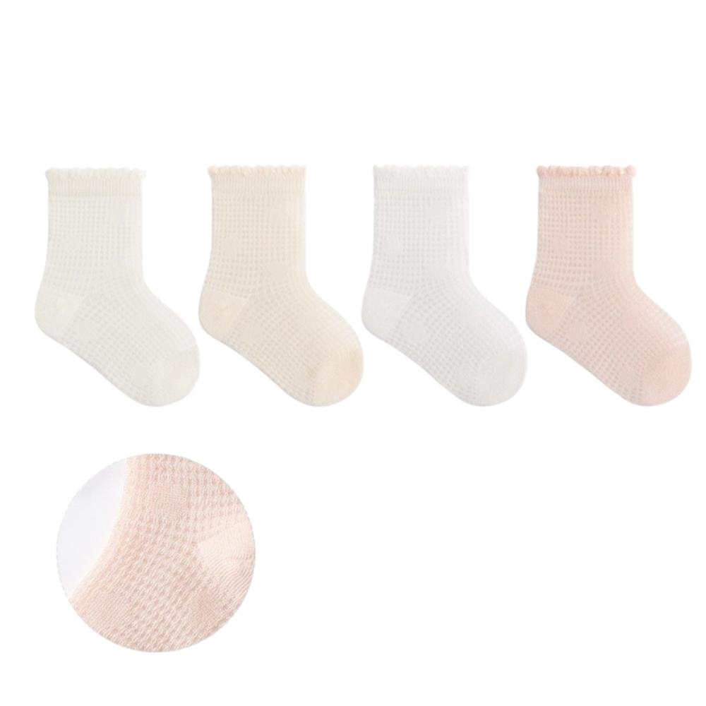4 Pairs Combed Cotton Newborn Socks Thin Summer Socks New Mid-calf Socks Birthday Gifts