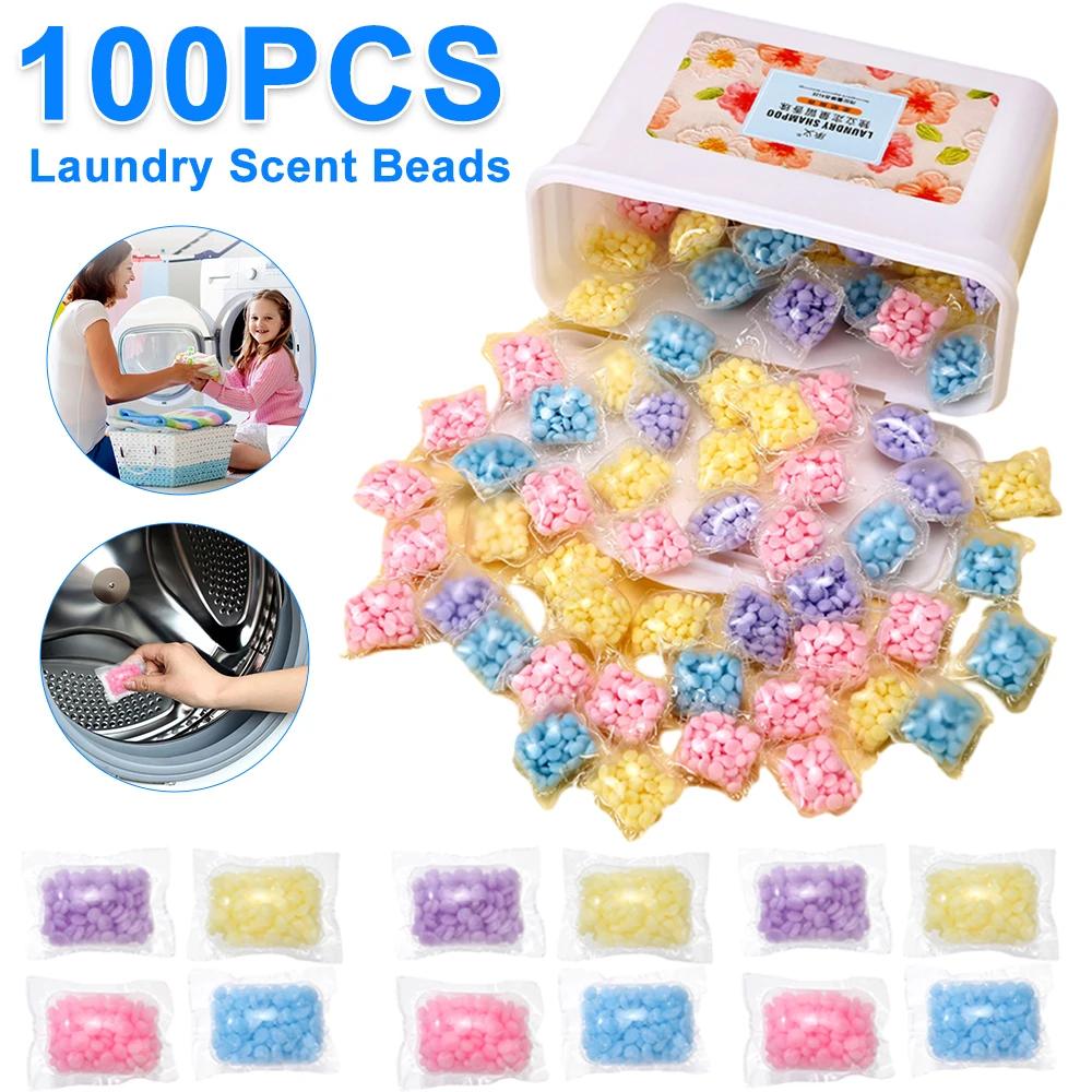 100PCS Laundry Scent Beads Granule Detergent Capsule Ball for Washing Machine Soft Clothing Diffuser Perfum Scent Booster Beads