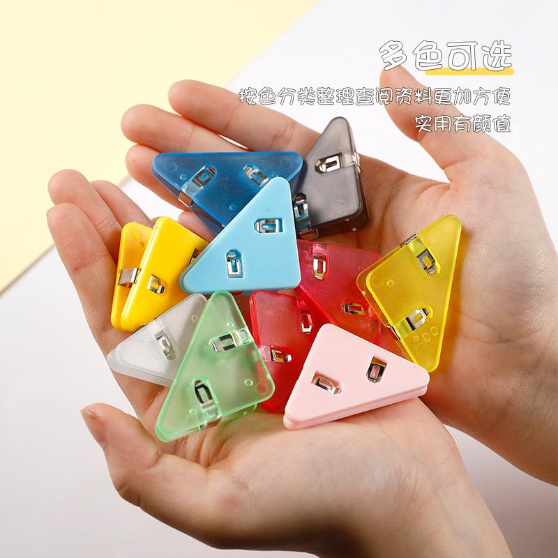 Transparent Corner Clip for Student Paper Storage, Triangular Clip for Stationery and Books, and a Great Tool for Office Long Tail Clip