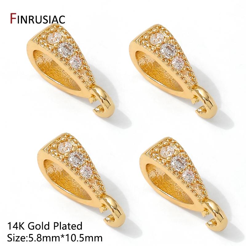 

14/18K Gold Plated Brass Pendant Pinch Bail,Inlaid Zircon Droplet Pendant Bail Connector For DIY Jewelry Making Accessories 3 pieces