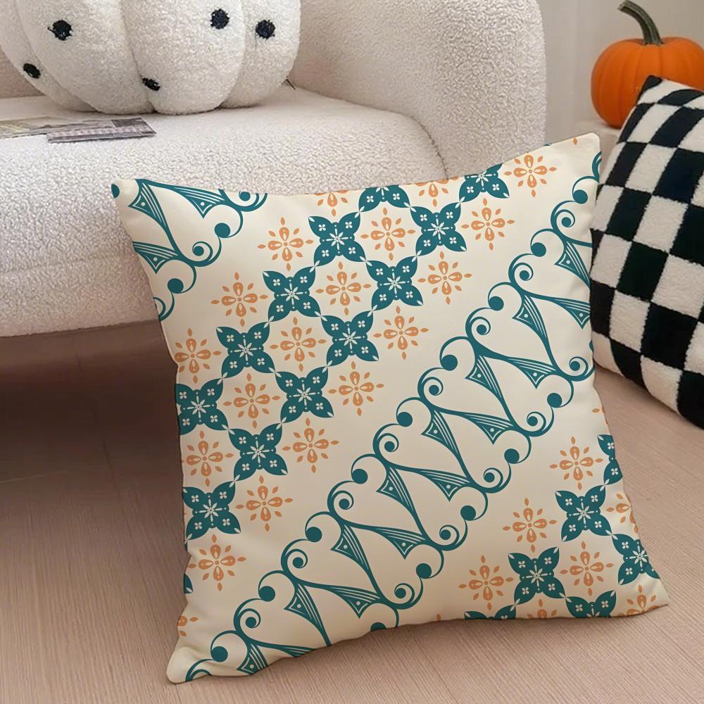 Indonesia Batik Cushion Cover Throw Pillow Cover Hidden Button Durable Polyester Chair Cushion