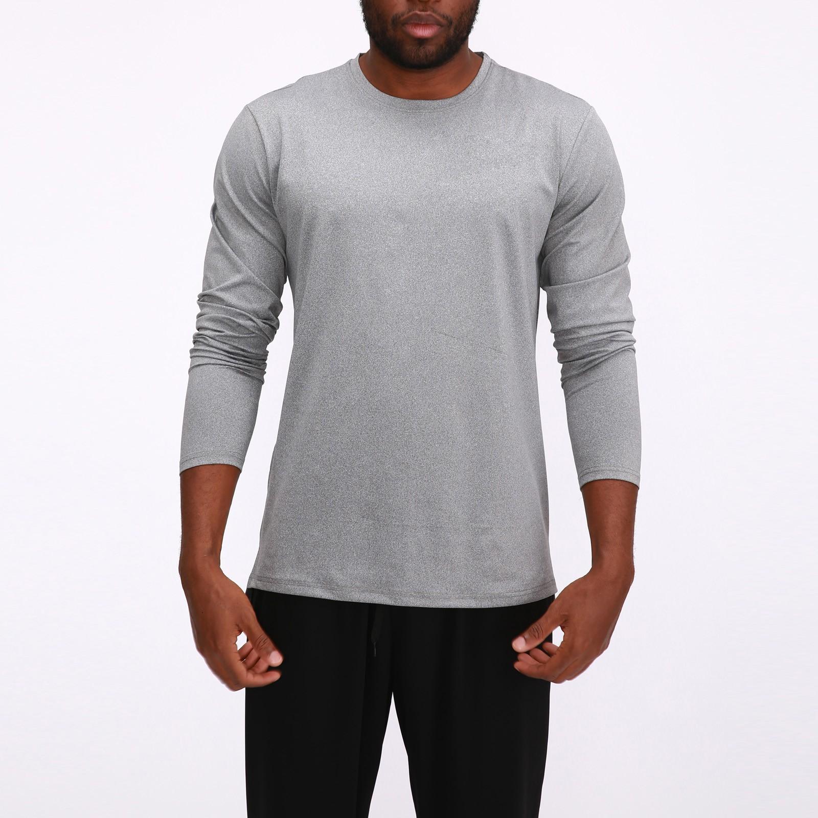 

Мужская повседневная одежда для фитнеса с длинным рукавом, быстросохнущая, дышащая, для бега на открытом воздухе, спортивная одежда с круглым вырезом XL