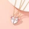 2Pcs/Set Cartoon Flower Rabbit Puzzle Heart Best Friends Necklace Girls Friendship Gift BFF Jewelry