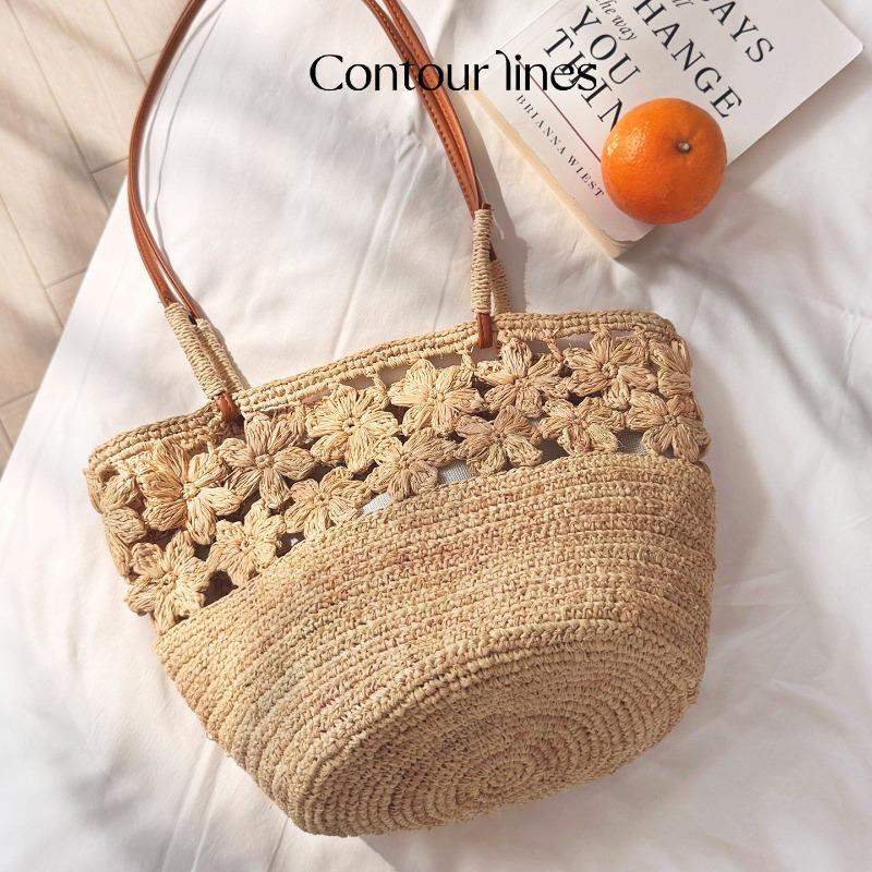 Super fire raffia woven bag women s vacation style new French seaside beach handbag woven tote bag