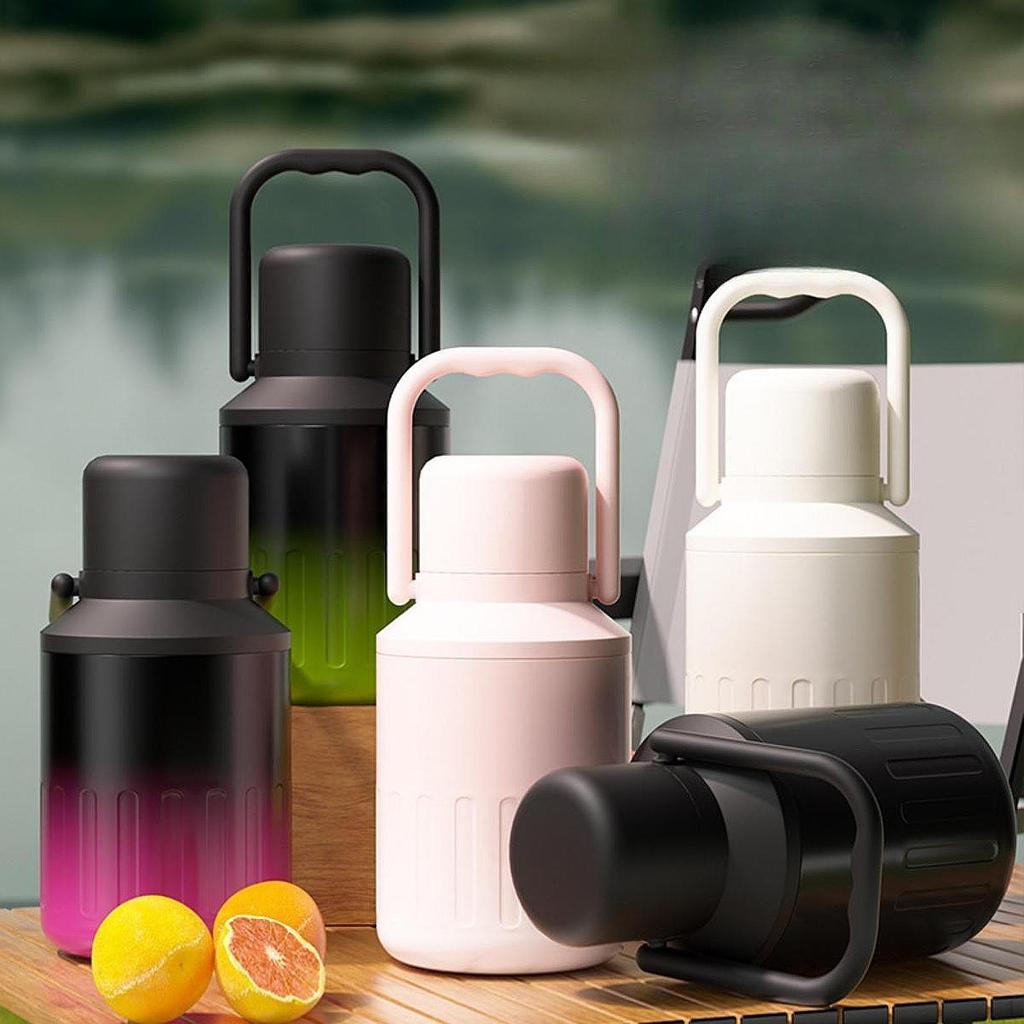Insulated Water Bottle Drink 1000ml Portable with Handle Thermal Mug for Running