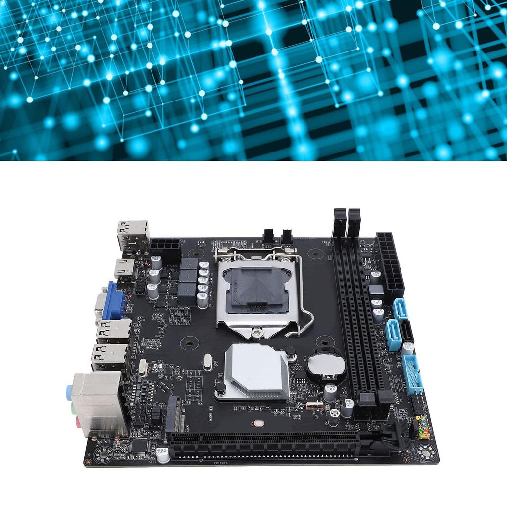 H81M I LGA1150 Computer Motherboard with 16GB DDR3 Memory, NVME M.2 Interface, 3.0, USB 2.0, for Home, Office, and Gaming