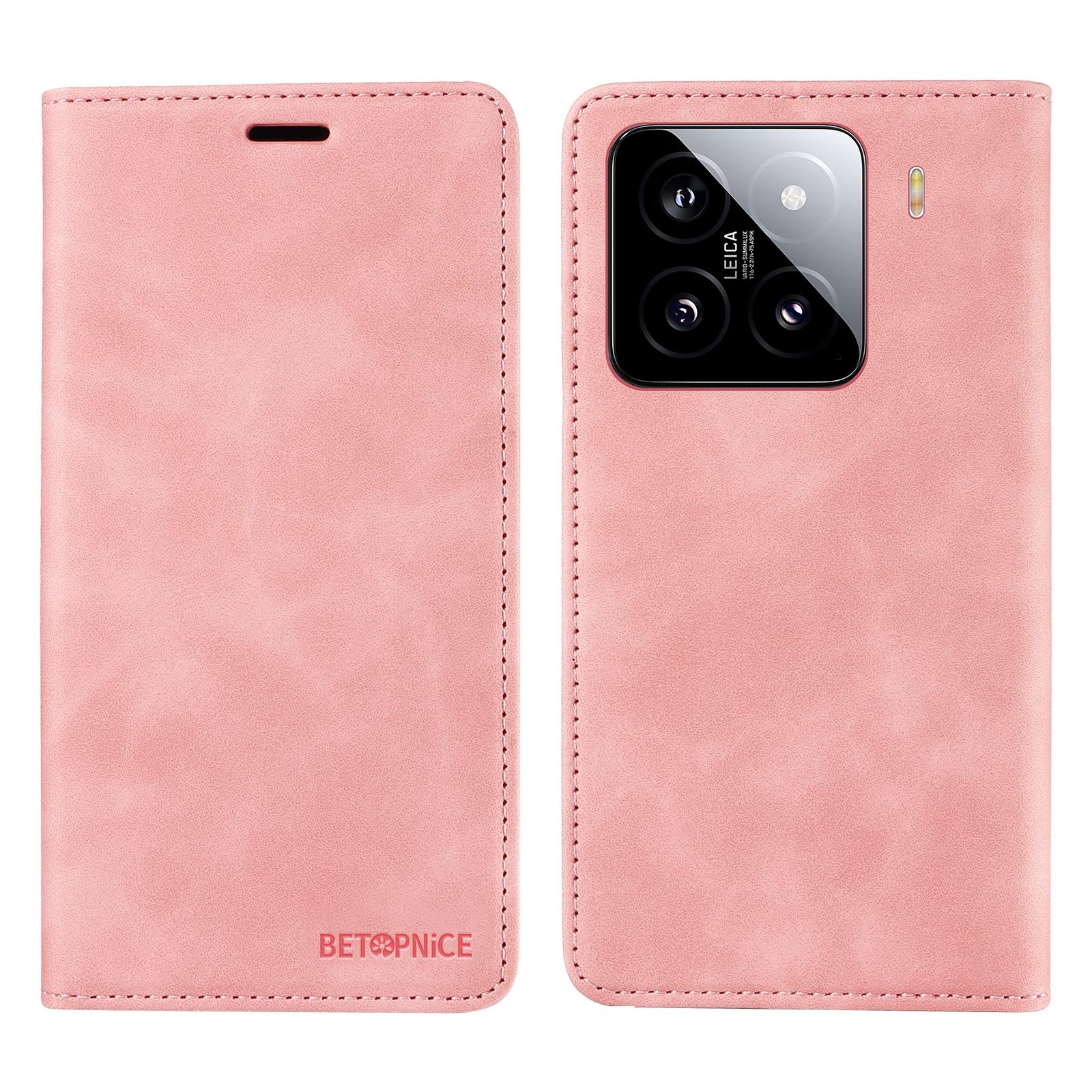 

BETOPNICE 003 Для Xiaomi 15 Чехол-кошелек Кожаный чехол для телефона с подставкой Pink