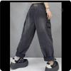 Plus Velvet Thick Jeans Winter Stitching Retro Thin Harem Washed Plus Size Warm Harem Pants
