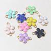 20pcs Enamel Flower Pendant Connector Charms 19x14mm Double Loops DIY Jewelry Making Accessories Findings for Necklace Bracelet