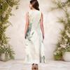 Women Plus Size Keyhole Neck Sleeveless Abstract Printed A Line Maxi Dress