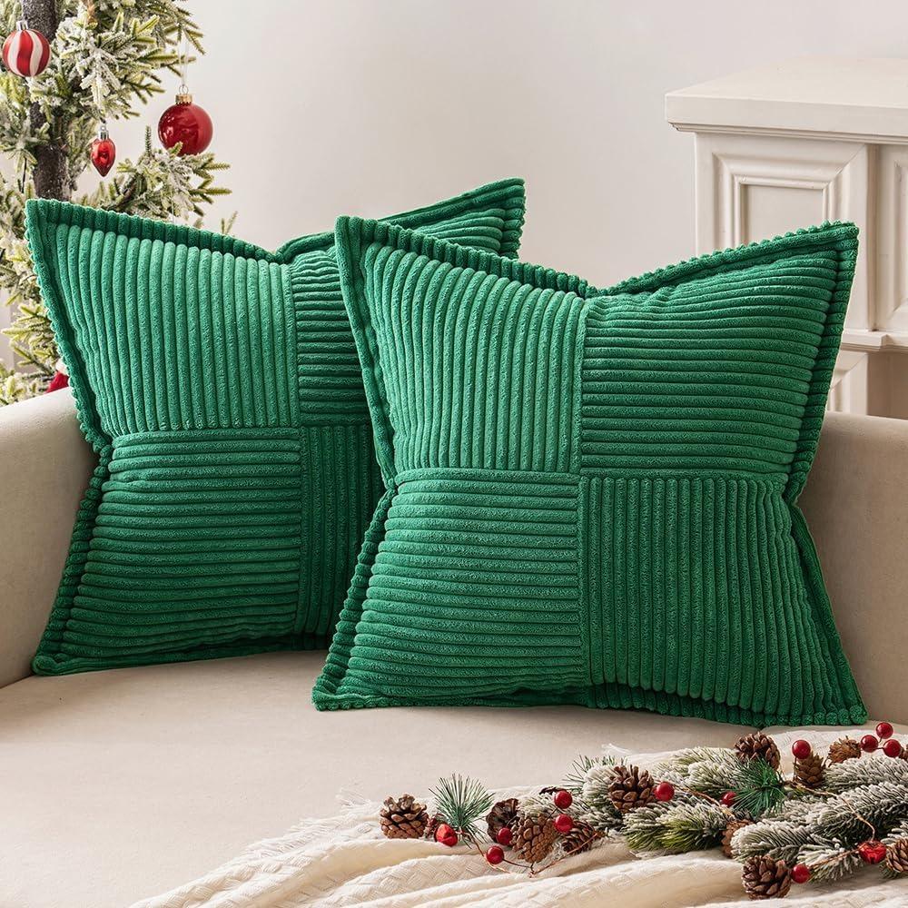 Herbst Rost Dekorative Kissenhülle für Sofa Bett Akzentkissenhülle Breitseitig Gestreift Patchwork Weiche Cord Kissenbezüge