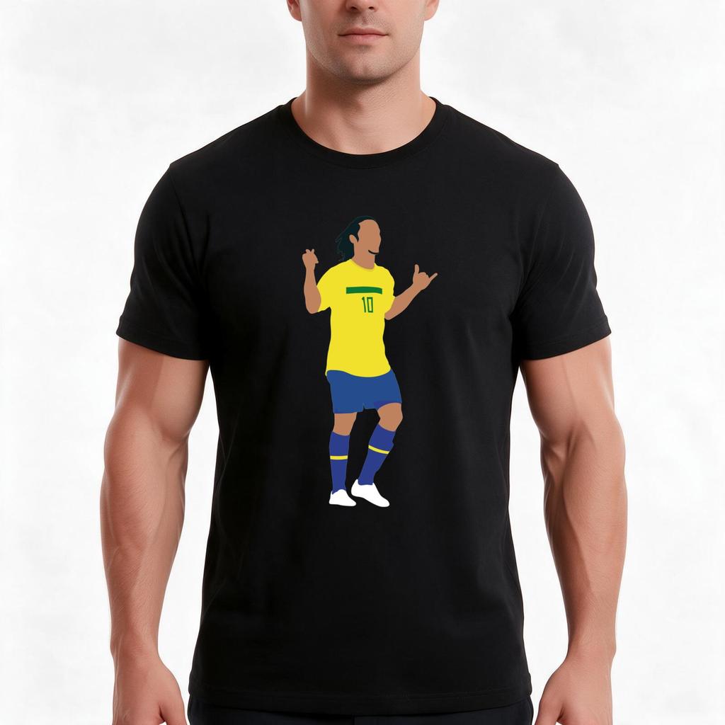 Ronaldinho Brazil Football Tshirt Summer Casual Cotton Tee Oversized Streetwear Tops Vintage Graphic Print 100 Cotton