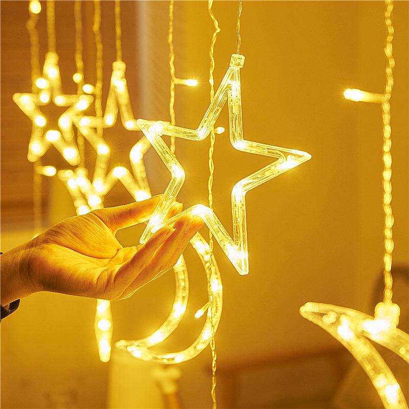 Solar-Powered LED Star String Lights for Outdoor Christmas Decorations