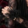 Romantic Party Wrist Flower Gothic Corsage for Halloween Party, Black Wedding Corsage, Decorative Floral Bracelet Prom Accessory Day of The Dead Prom,