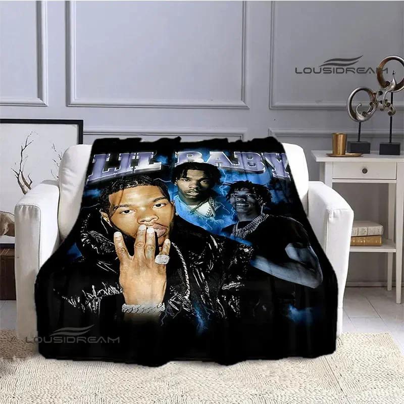 Hip -hop Singer Lil Baby Printing Blanket Picnic Blanket Warm Flannel Blankets Bed Linings Blankets for Beds Birthday Gift