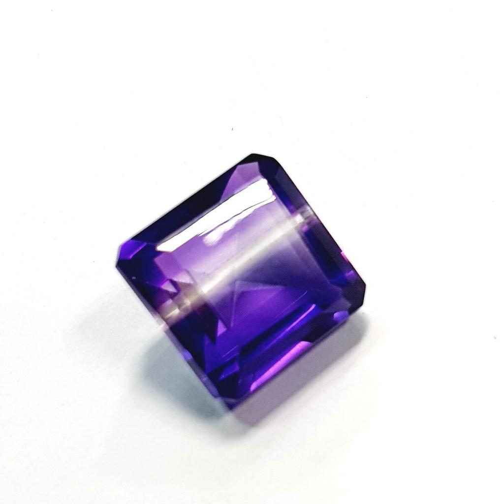 Certified Natural Bi Color Purple Amethyst 27 Ct Emerald Cut Stone u212