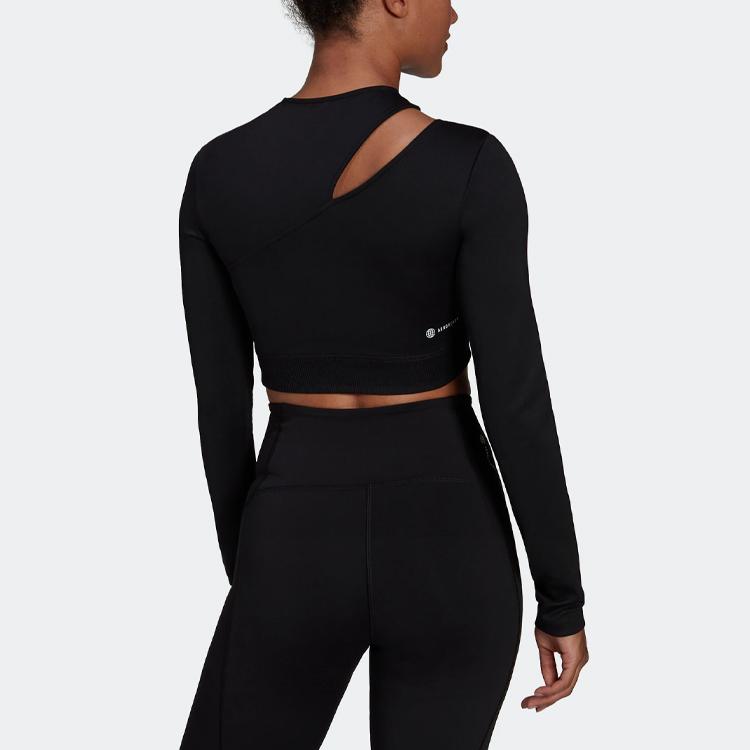Adidas Pure Color Sports Fitness Long Sleeve T-Shirt Women Tops Black HM3179