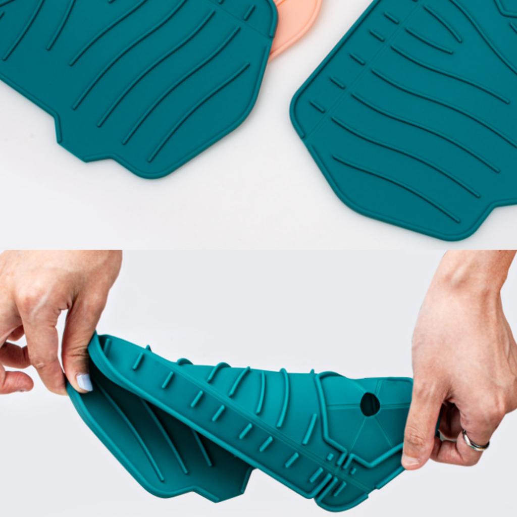 Kitchen Sink Splash Guard Foldable Non Slip Silicone Faucet Mat Handle Drip Catcher Tray for