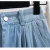 Plus Size Denim Skirt Women Summer Style High Waist A Line Pleated Long Jean Skirt Casual Women Maxi Skirt
