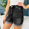High Waist Elastic Waist Mid Length Shorts-Casual High Waisted Denim Shorts,Stretch Jean Shorts With Adorable Double Pockets