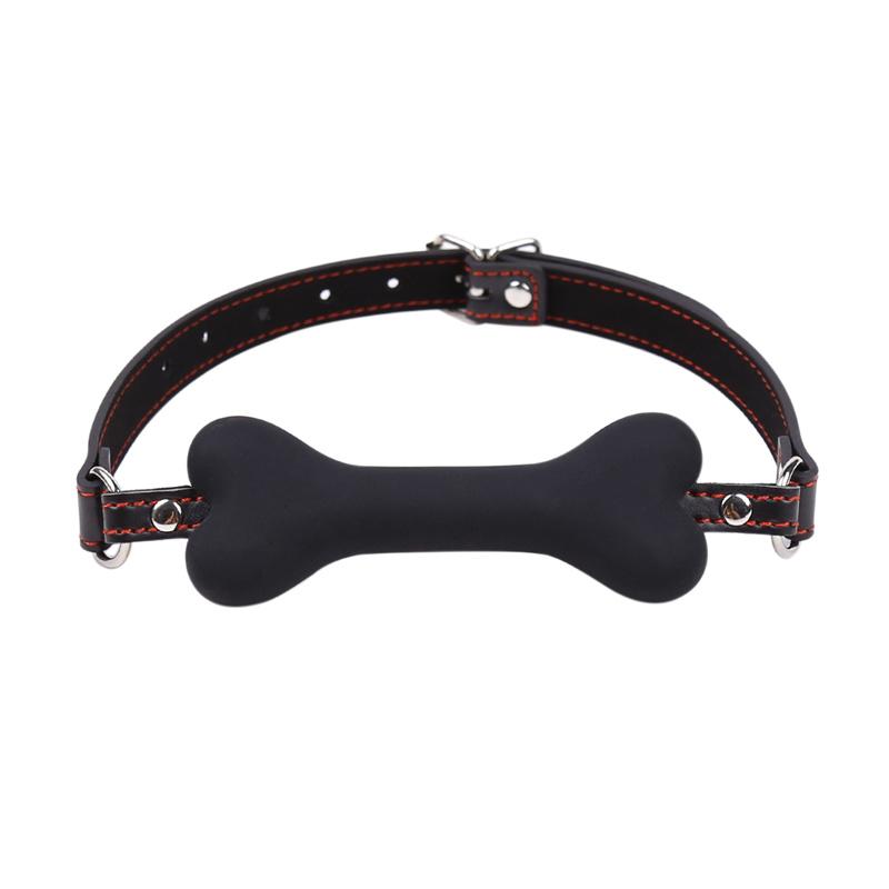 Cute Solid Leather Harness Mouth Silicone Dog Bone Ball Gag BDSM mouthPlug Couples Flirting Sex Products toys Adult Games