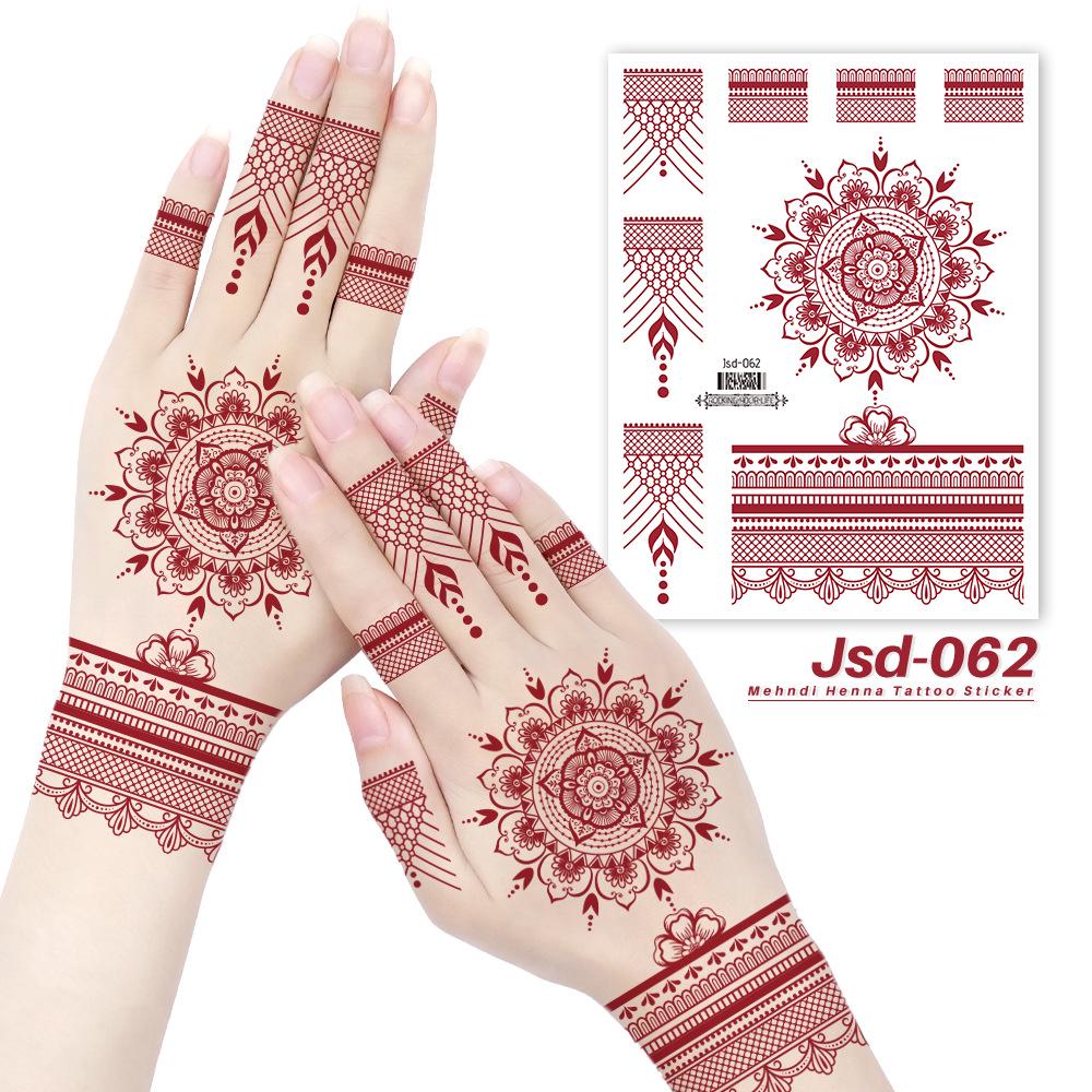 

Rika New Vermilion Lace Henna Tattoo Sticker - Waterproof & Disposable for Back of Hand 158x120 mm