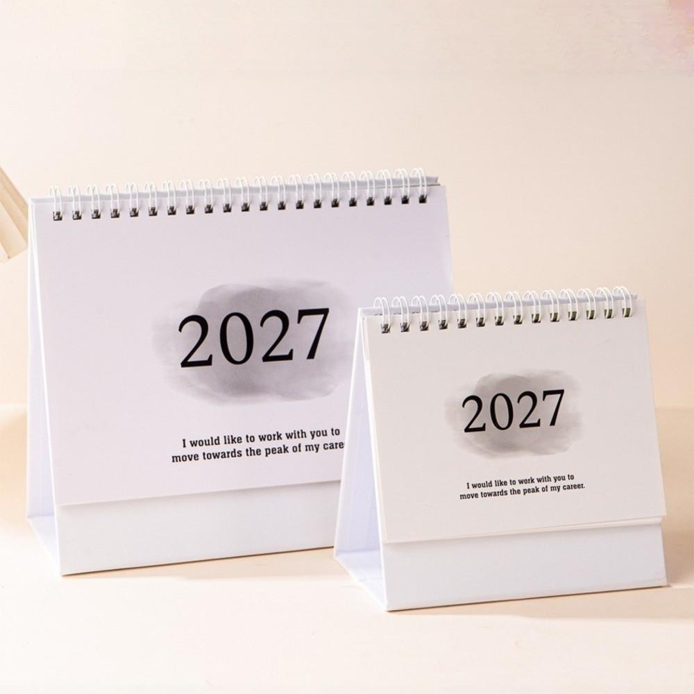 Yearly Agenda 2027 Desk Calendar Thick Paper Standing Flip Calendar Holiday Small Gift