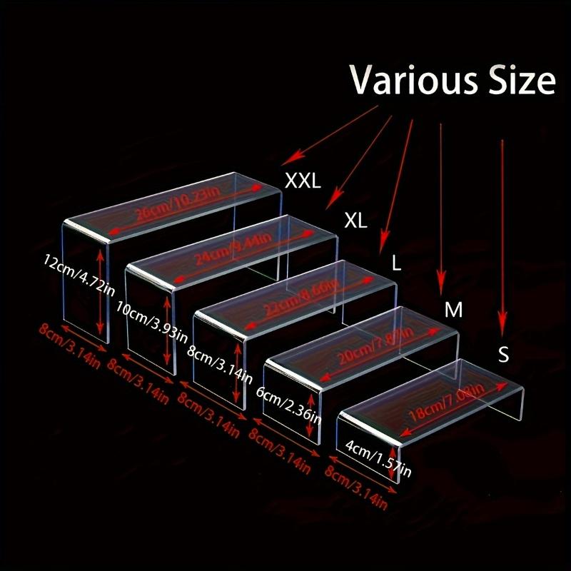 5pcs Acrylic U-Shaped Step Display Stands Clear Tiered Cupcake Pastry Riser Jewelry Display Riser Shelf Showcase Figure Display